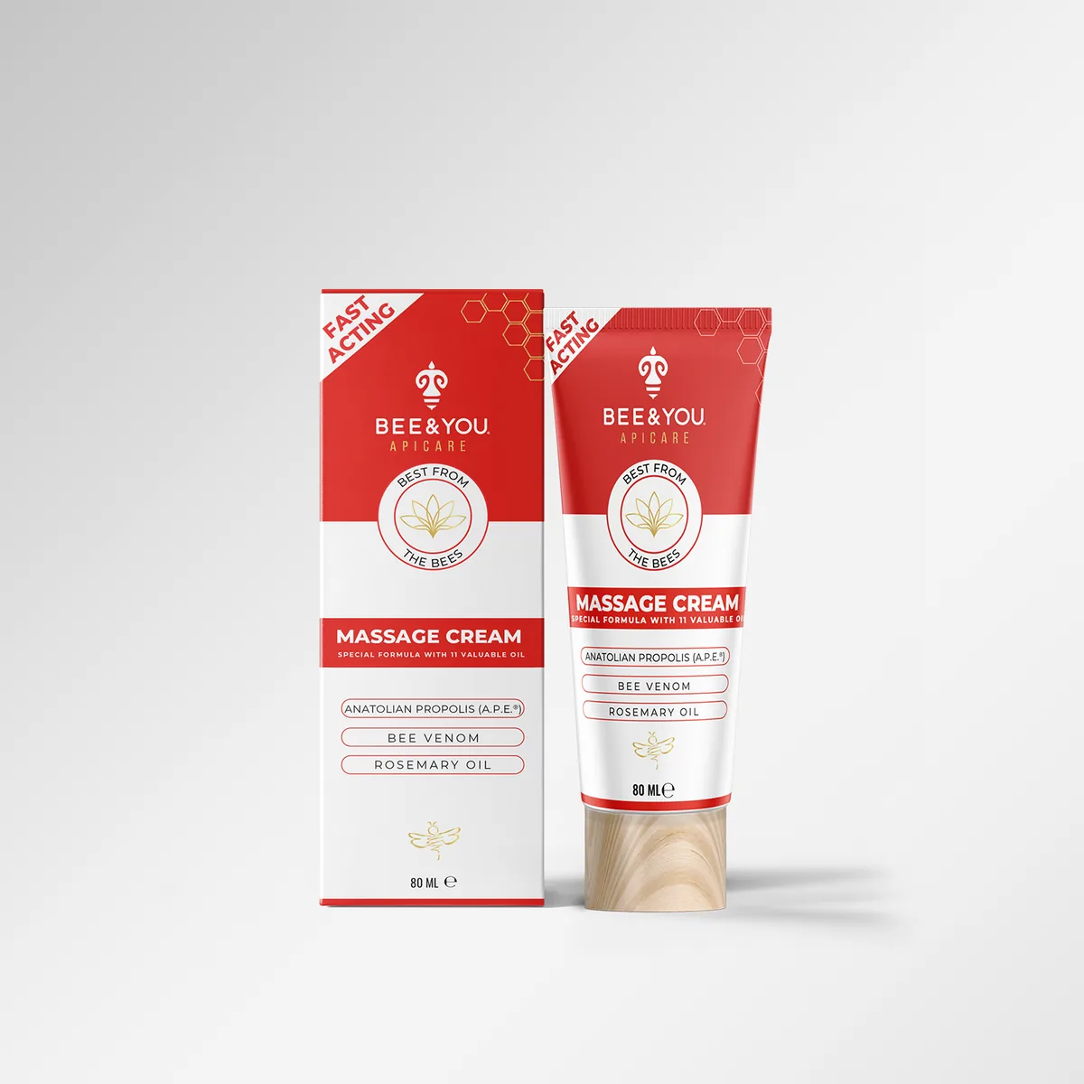 BEE&YOU APICARE Massage Cream 80 ml tube and box