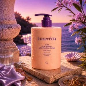 Luxevéria Glow Self Tanning Moisturizing Cream Light Shade pump bottle